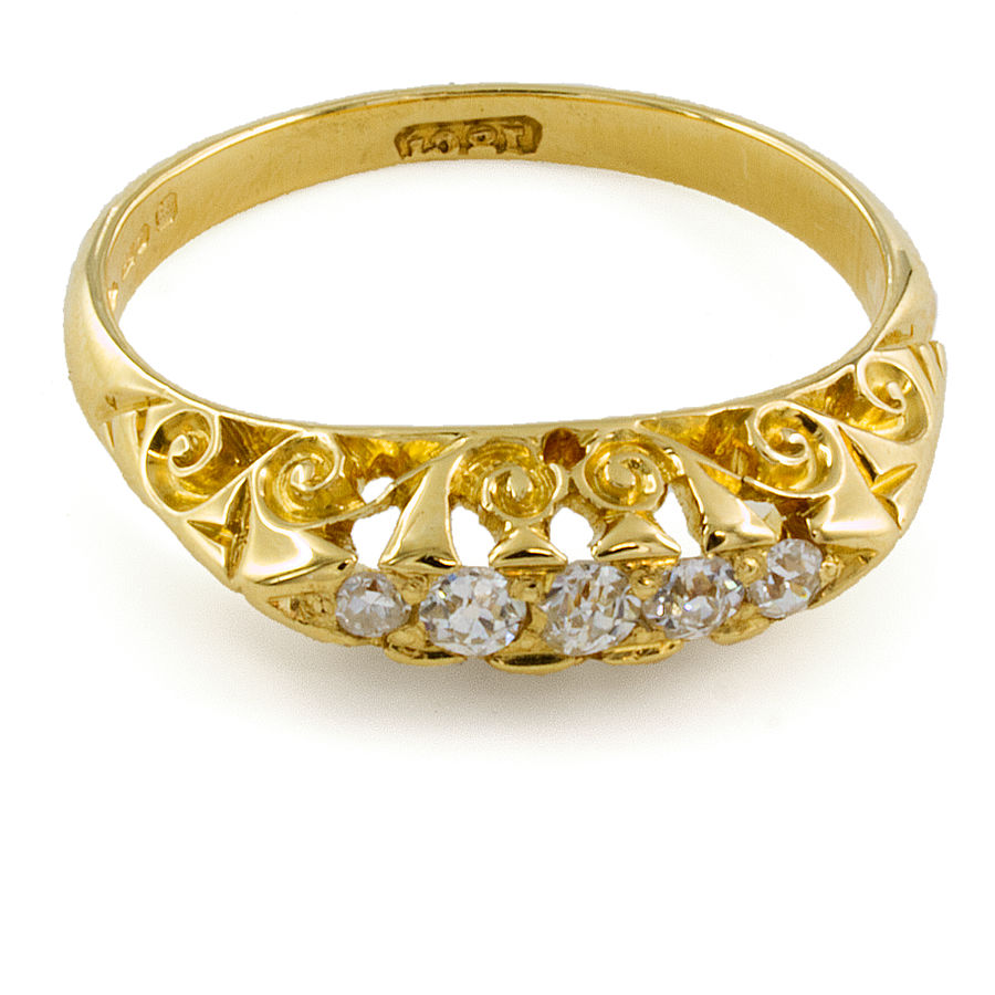 18ct Gold Diamond 5 Stone Ring Size N